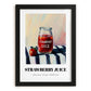 Strawberry Juice – on Striped Tablecloth, Lemonade Painting, in sleek black frame