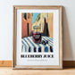 Blueberry Juice – Italian Café on the Corner, Lemonade Poster, in wooden frame leaning on the floor