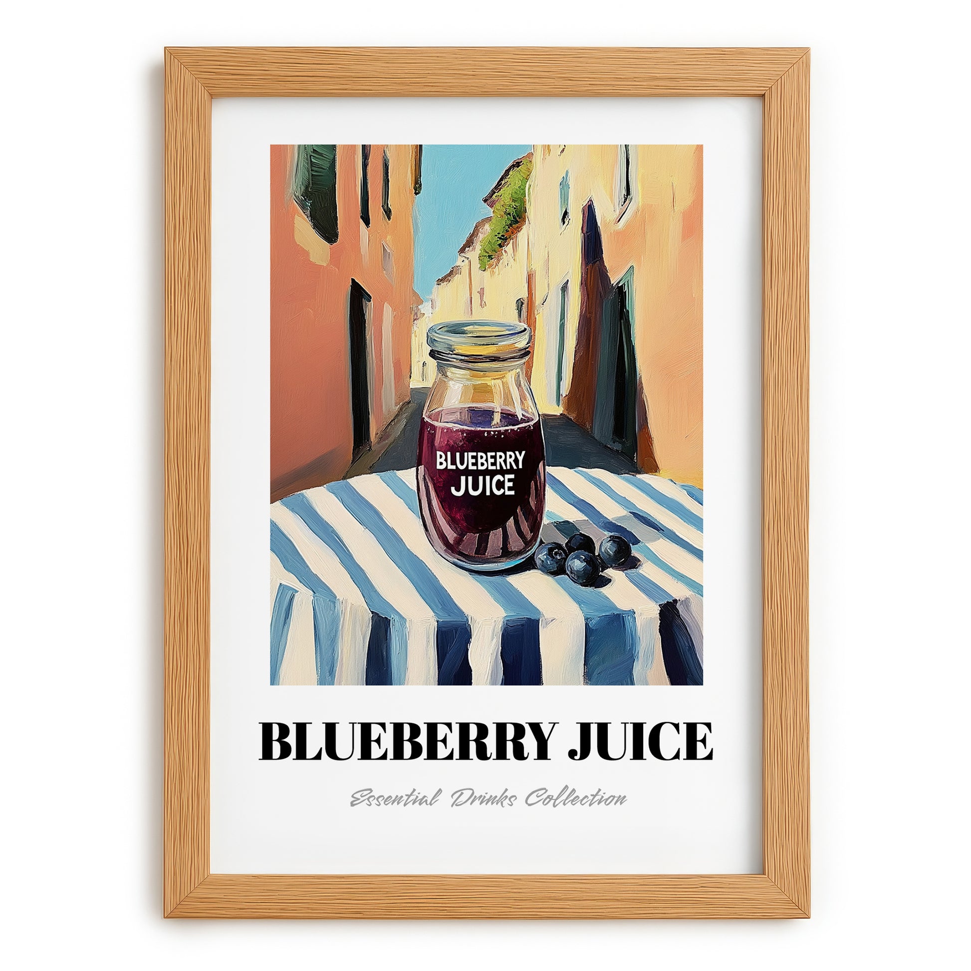 Blueberry Juice – Italian Café on the Corner, Lemonade Poster, set in oak frame