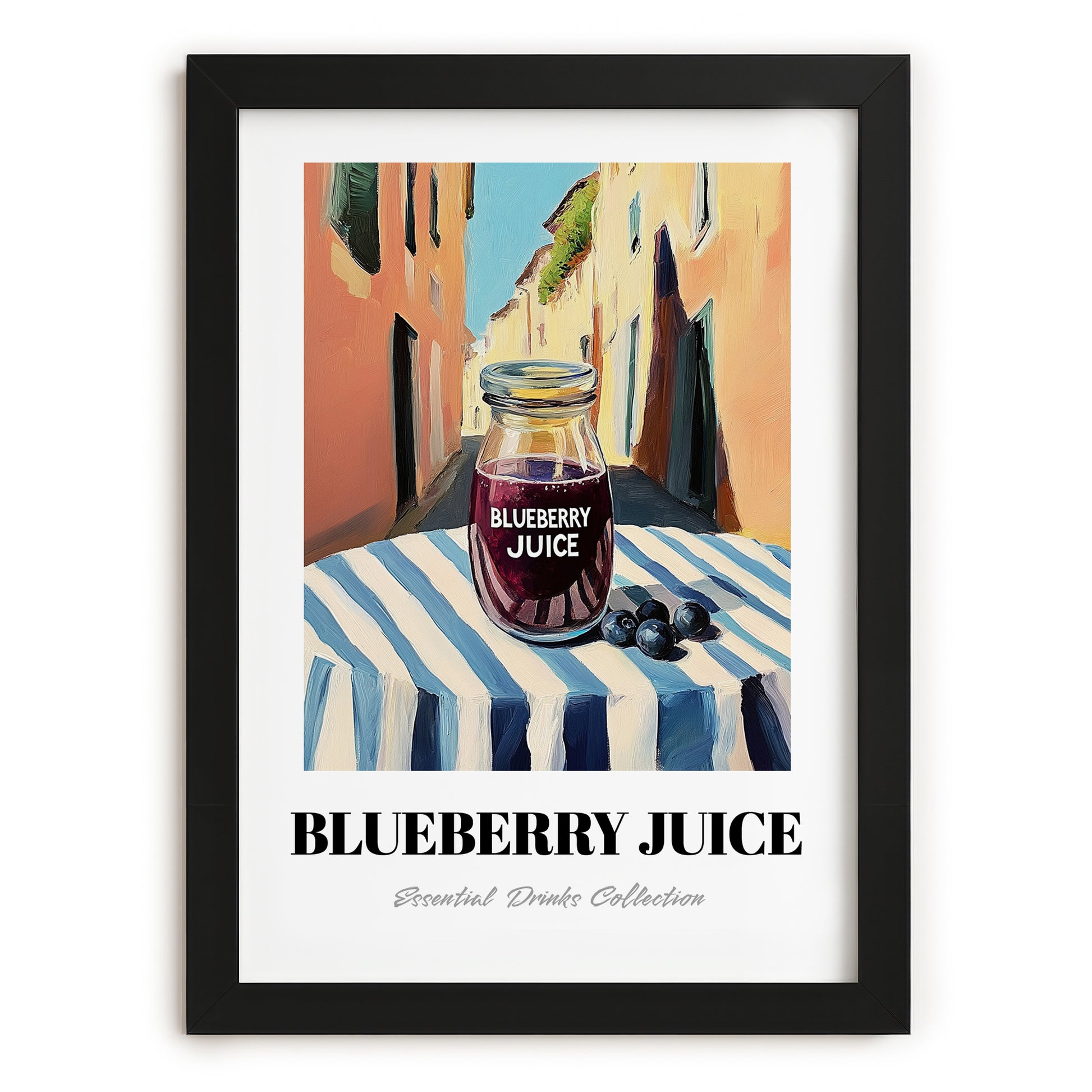 Blueberry Juice – Italian Café on the Corner, Lemonade Poster, in sleek black frame