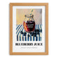 Blueberry Juice – on Striped Tablecloth, Lemonade Print, set in oak frame