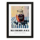 Blueberry Juice – on Striped Tablecloth, Lemonade Print, in sleek black frame
