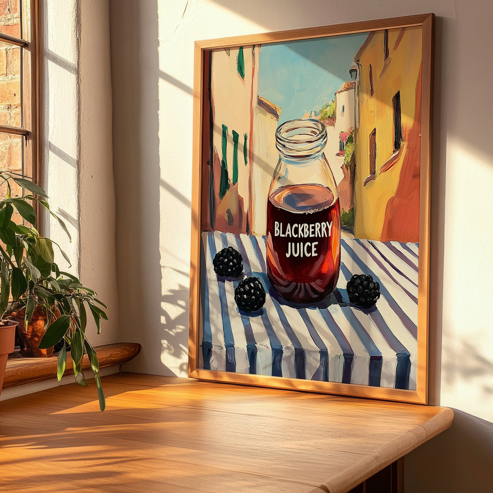 Blackberry Juice – Italian Urban Café Scene, Lemonade Print, clean layout with no caption