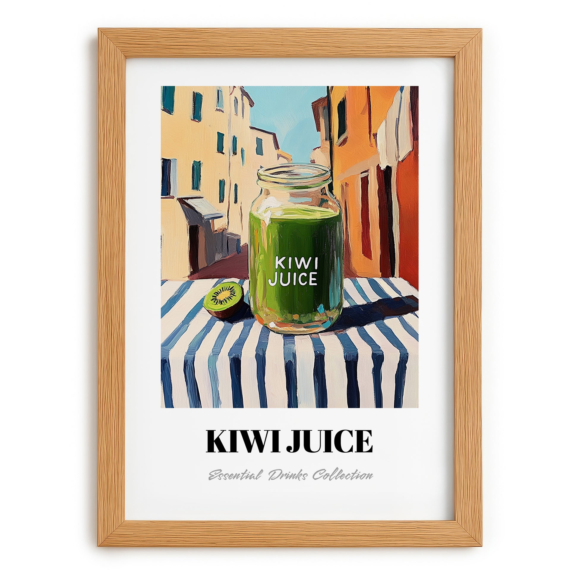 Kiwi Juice – Italian Café on the Corner, Lemonade Poster, set in oak frame