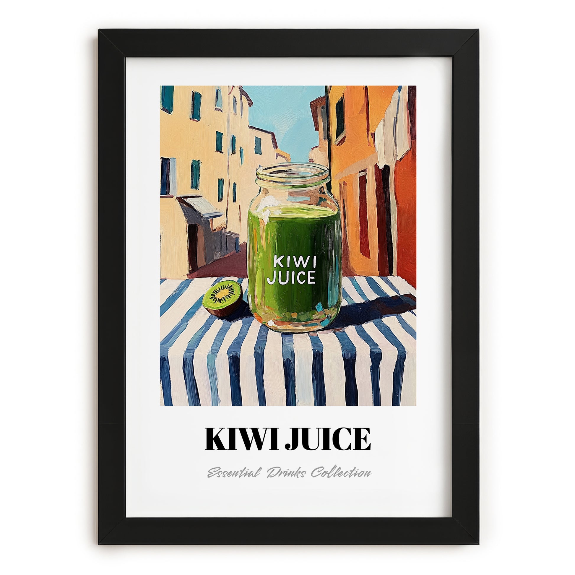 Kiwi Juice – Italian Café on the Corner, Lemonade Poster, in sleek black frame