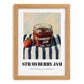 Strawberry Jam – on Striped Tablecloth, Jam Wall Art, set in oak frame