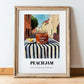 Peach Jam – Italian Street Café Scene, Jam Poster, in wooden frame leaning on the floor