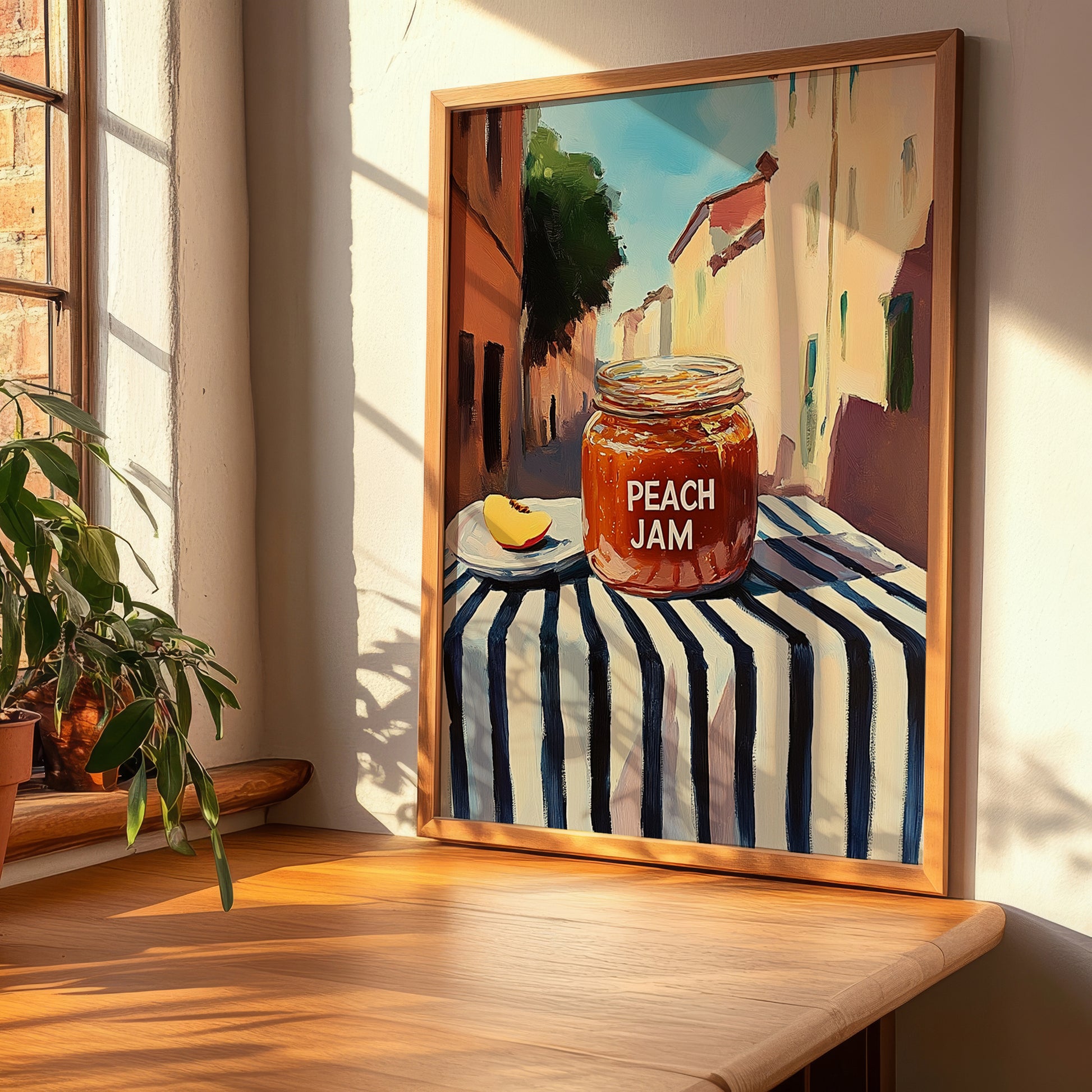 Peach Jam – Italian Street Café Scene, Jam Poster, clean layout with no caption