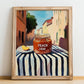 Peach Jam – Italian Street Café Scene, Jam Poster, no-text version framed in wood