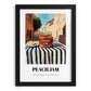 Peach Jam – Italian Street Café Scene, Jam Poster, in sleek black frame