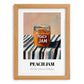Peach Jam – on Striped Tablecloth, Jam Wall Decor, set in oak frame