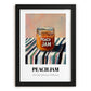Peach Jam – on Striped Tablecloth, Jam Wall Decor, in sleek black frame