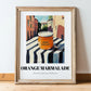 Orange Marmalade – Italian Café on the Corner, Jam Poster, in wooden frame leaning on the floor