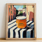 Orange Marmalade – Italian Café on the Corner, Jam Poster, no-text version framed in wood