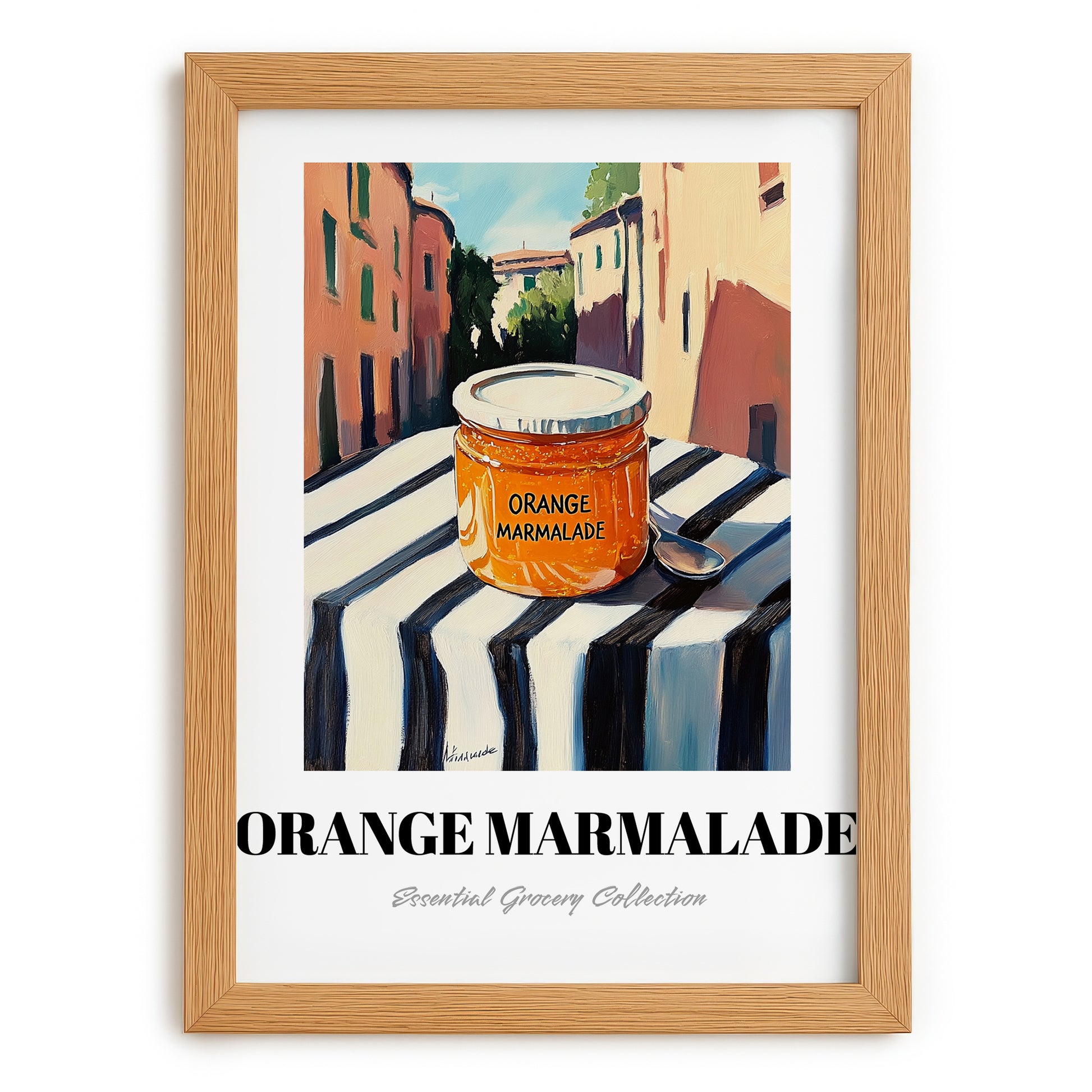 Orange Marmalade – Italian Café on the Corner, Jam Poster, set in oak frame