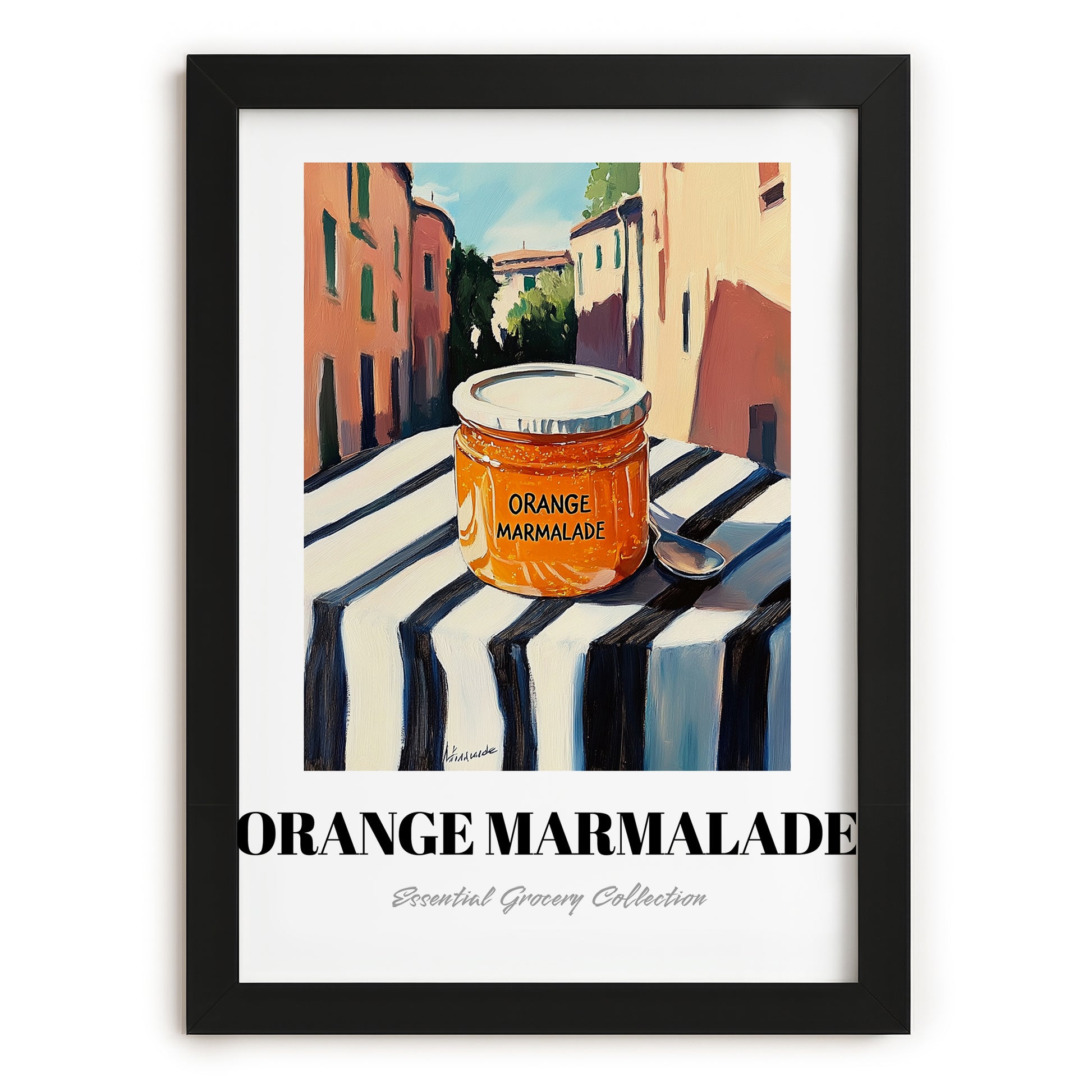 Orange Marmalade – Italian Café on the Corner, Jam Poster, in sleek black frame