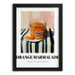 Orange Marmalade – on Striped Tablecloth, Jam Illustration, in sleek black frame