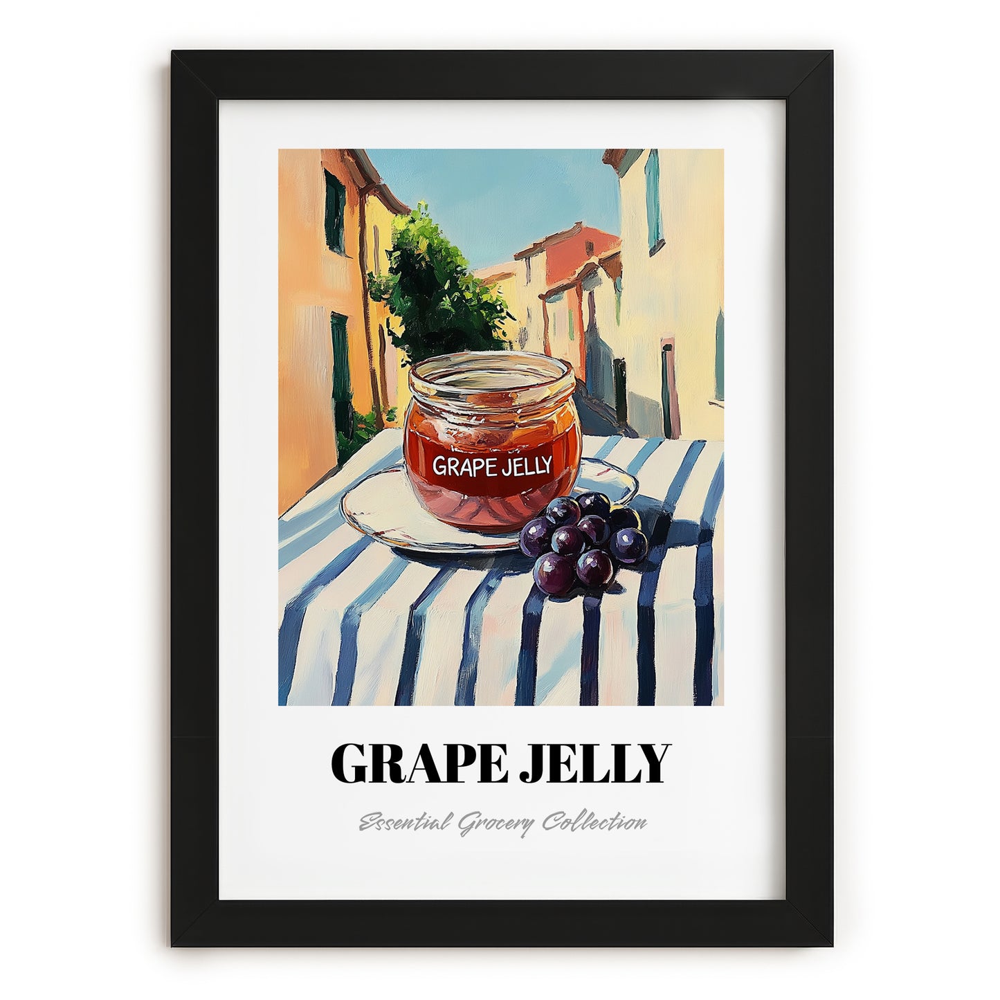 Grape Jelly – Italian Café on the Corner, Jam Illustration, in sleek black frame