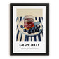 Grape Jelly – on Striped Tablecloth, Jam Art, in sleek black frame