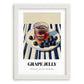 Grape Jelly – on Striped Tablecloth, Jam Art, placed in minimal white frame