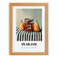 Pear Jam – on Striped Tablecloth, Jam Poster, set in oak frame