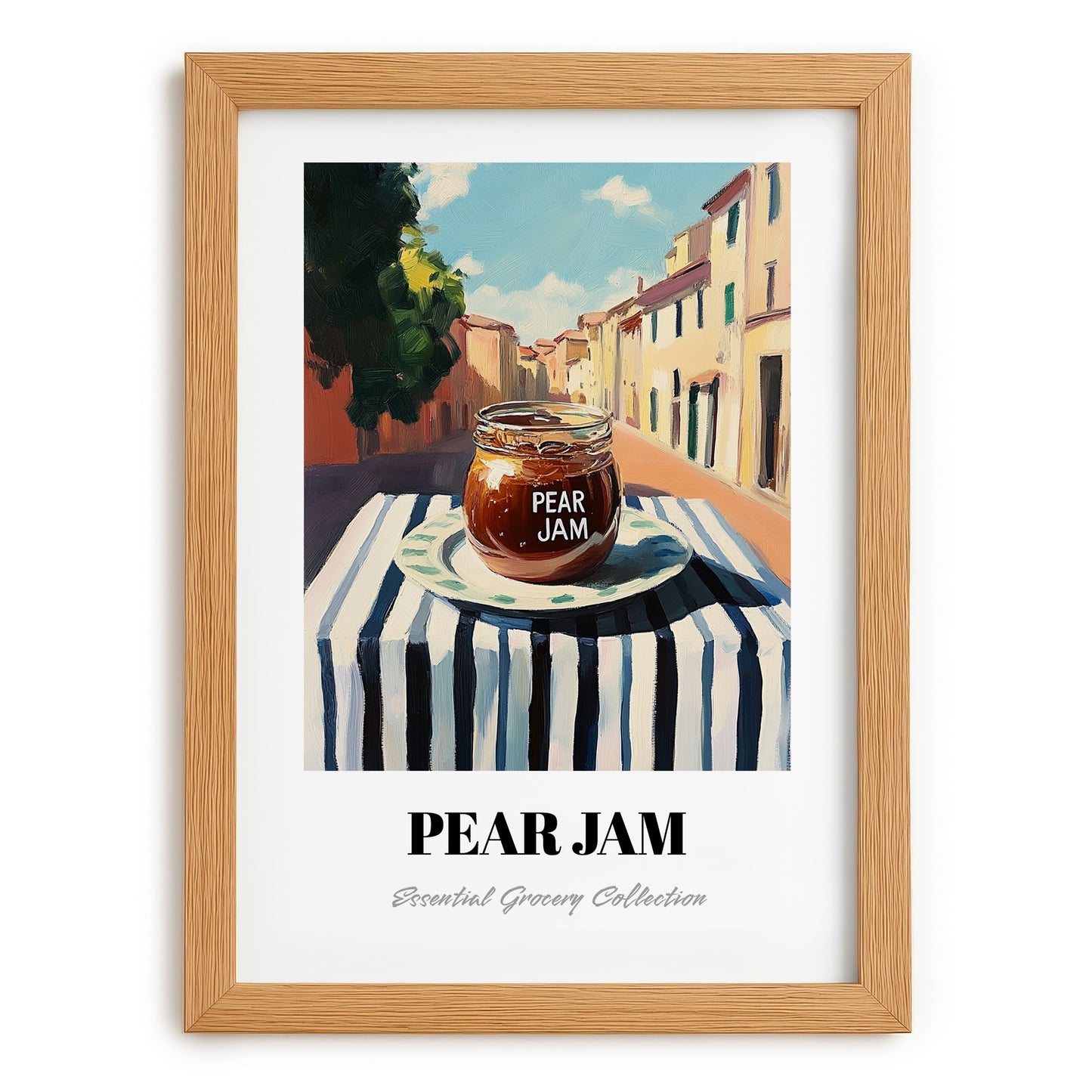Pear Jam – Italian Urban Café Scene, Jam Still Life, set in oak frame