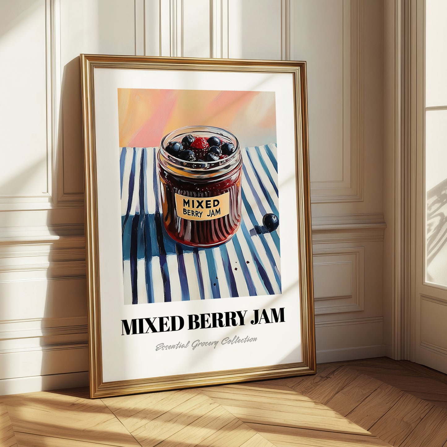 Mixed Berry Jam – on Striped Tablecloth, Jam Wall Decor