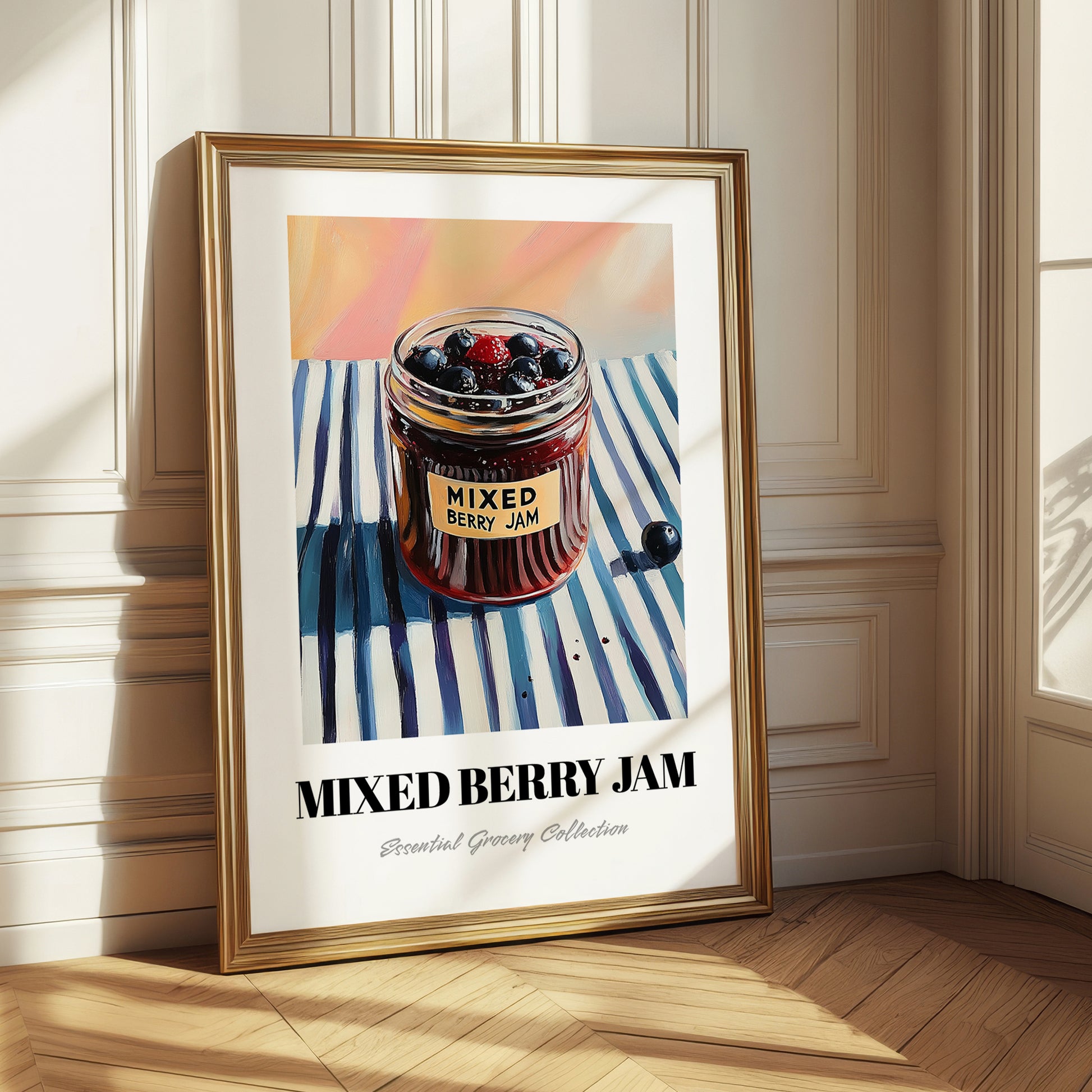 Mixed Berry Jam – on Striped Tablecloth, Jam Wall Decor
