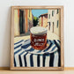 Quince Jelly – Italian Café on the Corner, Jam Illustration, no-text version framed in wood