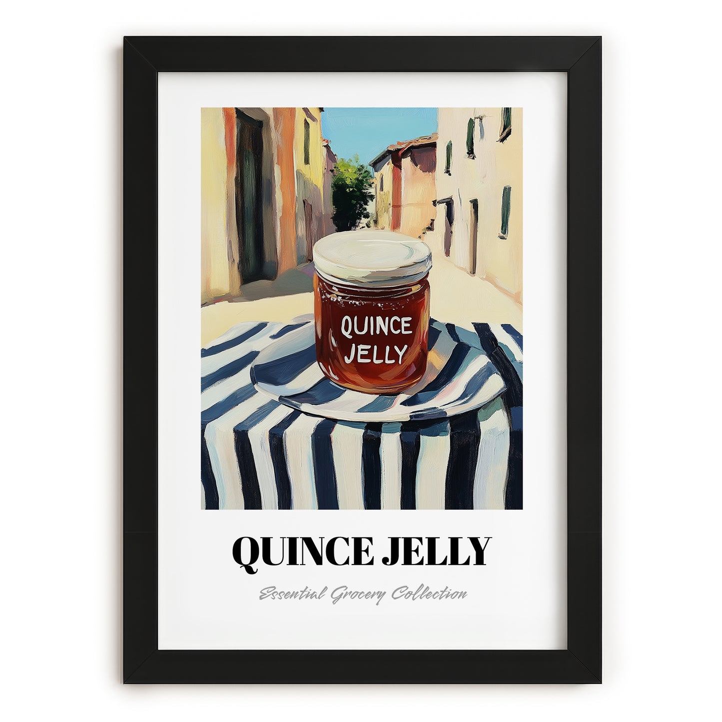 Quince Jelly – Italian Café on the Corner, Jam Illustration, in sleek black frame