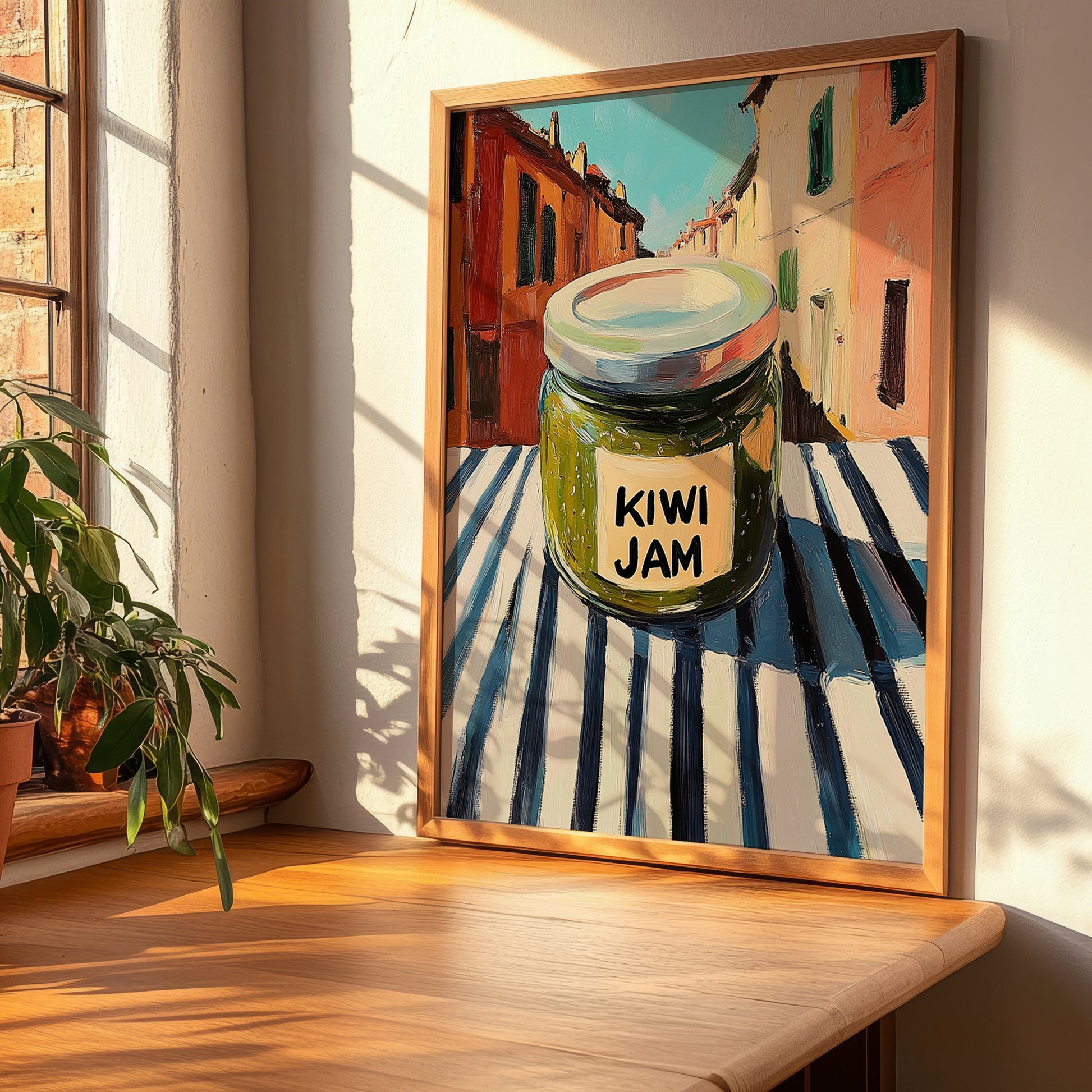 Kiwi Jam – Italian Street Café Scene, Jam Print, clean layout with no caption