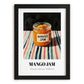 Mango Jam – on Striped Tablecloth, Jam Poster, in sleek black frame