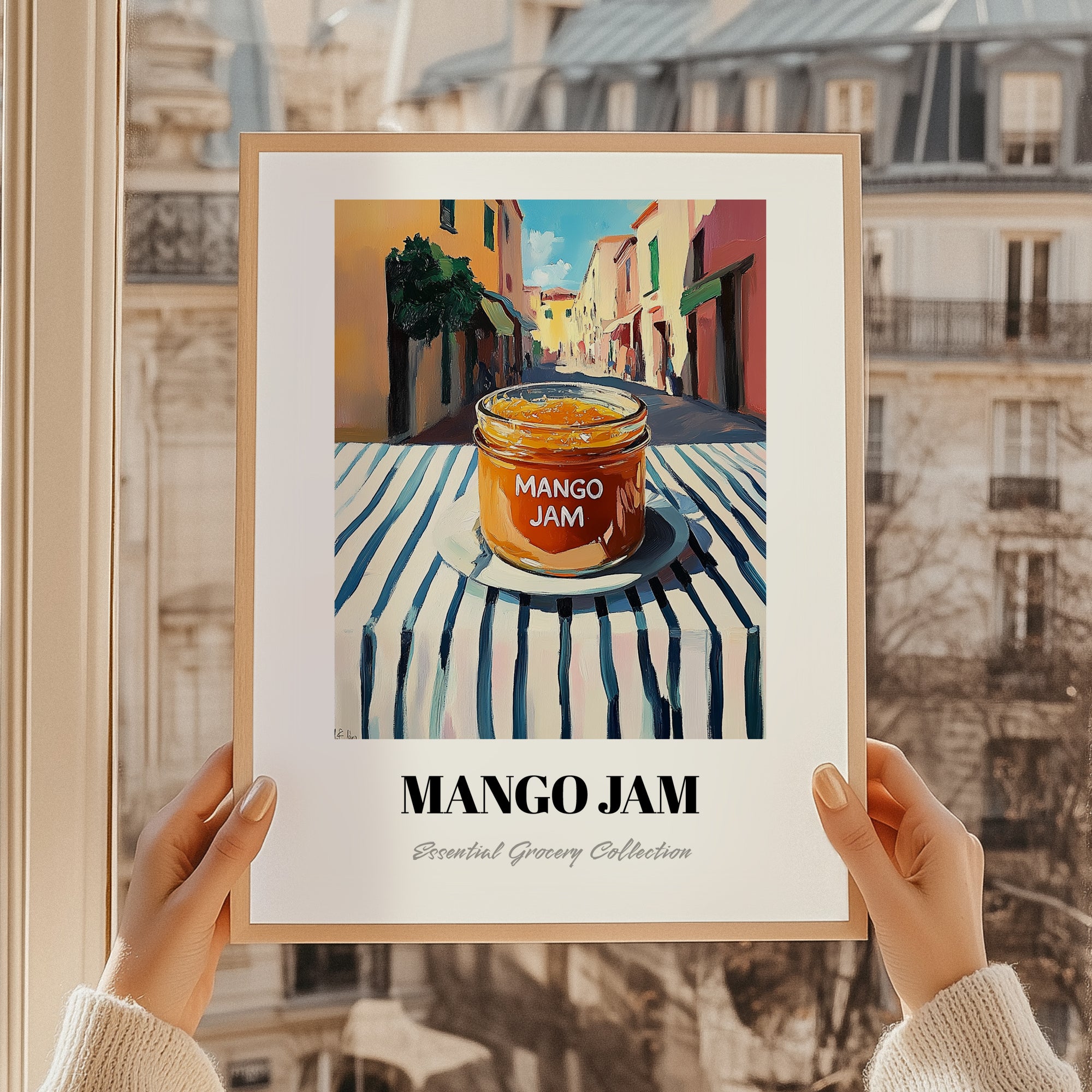 Mango Jam – Italian Street Café Scene, Jam Illustration, styled in a charming Paris street view