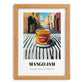 Mango Jam – Italian Street Café Scene, Jam Illustration, set in oak frame