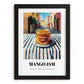 Mango Jam – Italian Street Café Scene, Jam Illustration, in sleek black frame