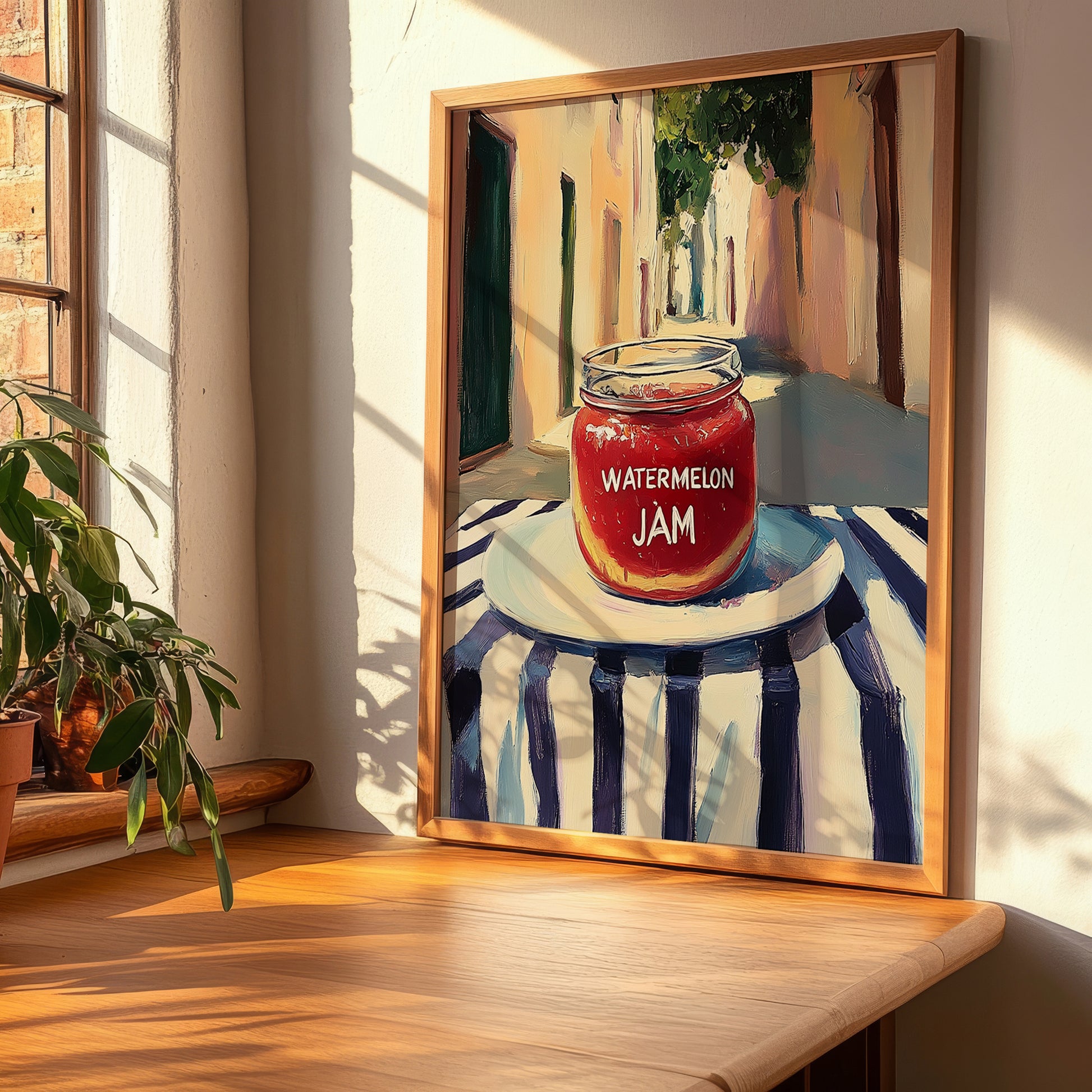 Watermelon Jam – Italian Café on the Corner, Jam Painting, clean layout with no caption
