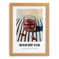 Rosehip Jam – on Striped Tablecloth, Jam Art, set in oak frame