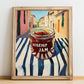 Rosehip Jam – Italian Urban Café Scene, Jam Illustration, no-text version framed in wood