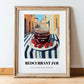 Redcurrant Jam – Italian Outdoor Café Scene, Jam Wall Art, in wooden frame leaning on the floor