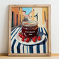 Redcurrant Jam – Italian Outdoor Café Scene, Jam Wall Art, no-text version framed in wood