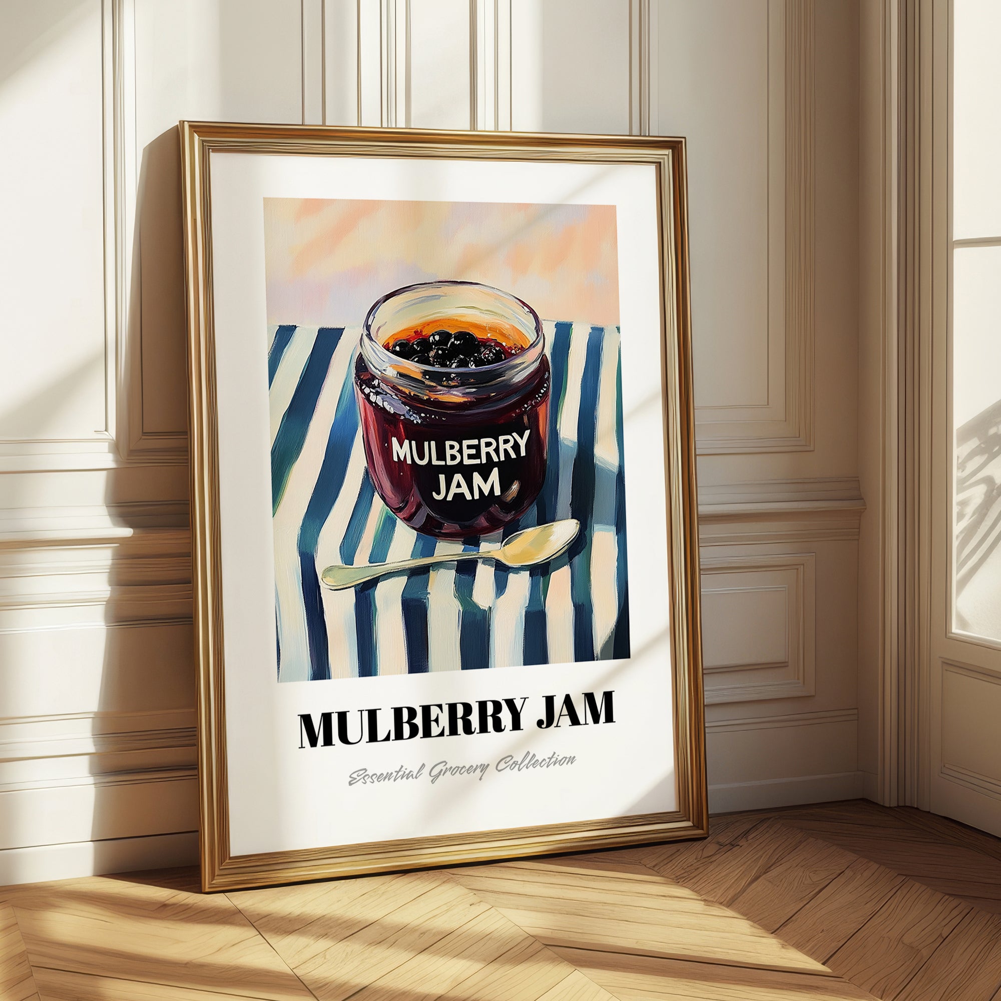 Mulberry Jam – on Striped Tablecloth, Jam Wall Decor