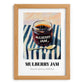Mulberry Jam – on Striped Tablecloth, Jam Wall Decor, set in oak frame