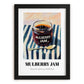 Mulberry Jam – on Striped Tablecloth, Jam Wall Decor, in sleek black frame