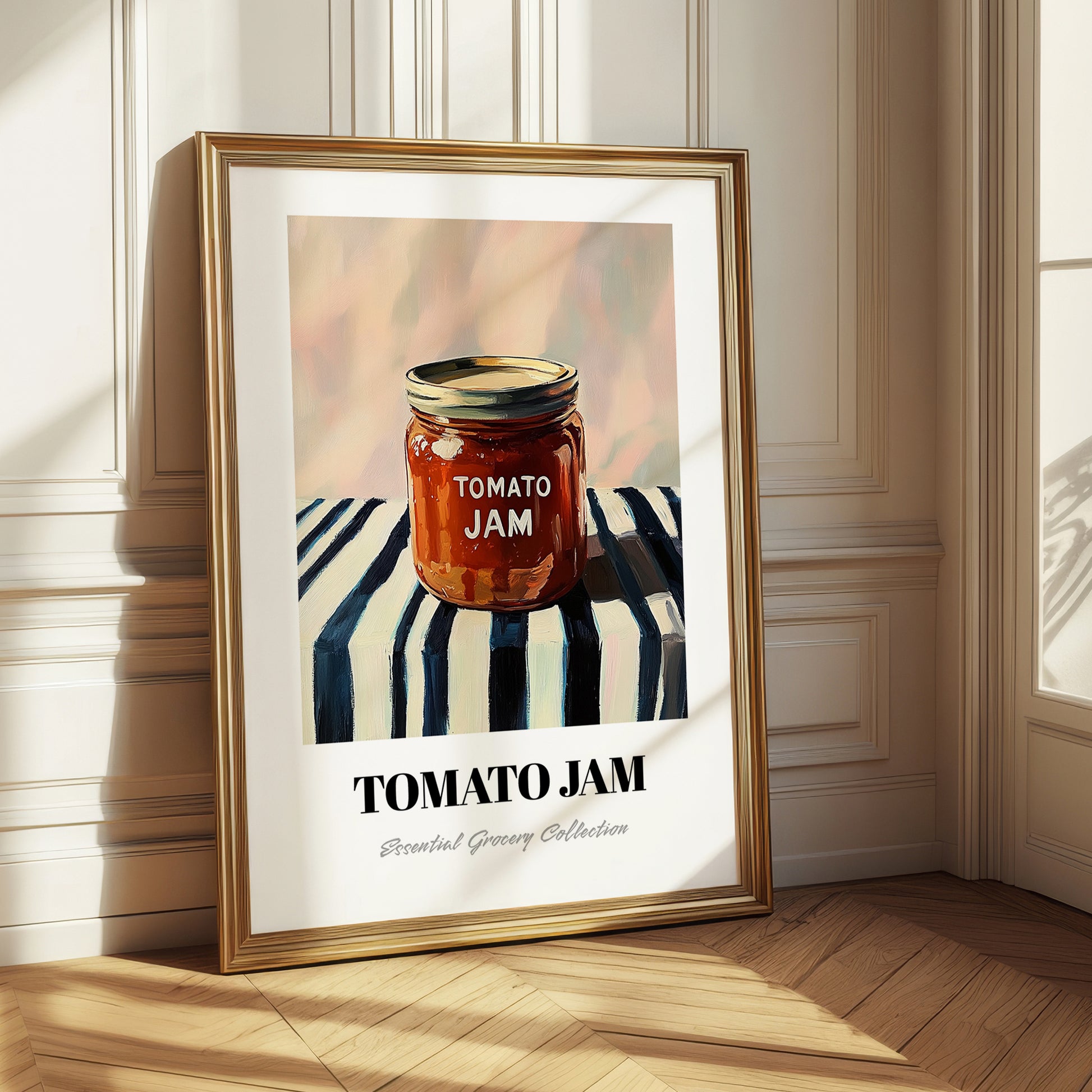 Tomato Jam – on Striped Tablecloth, Jam Painting