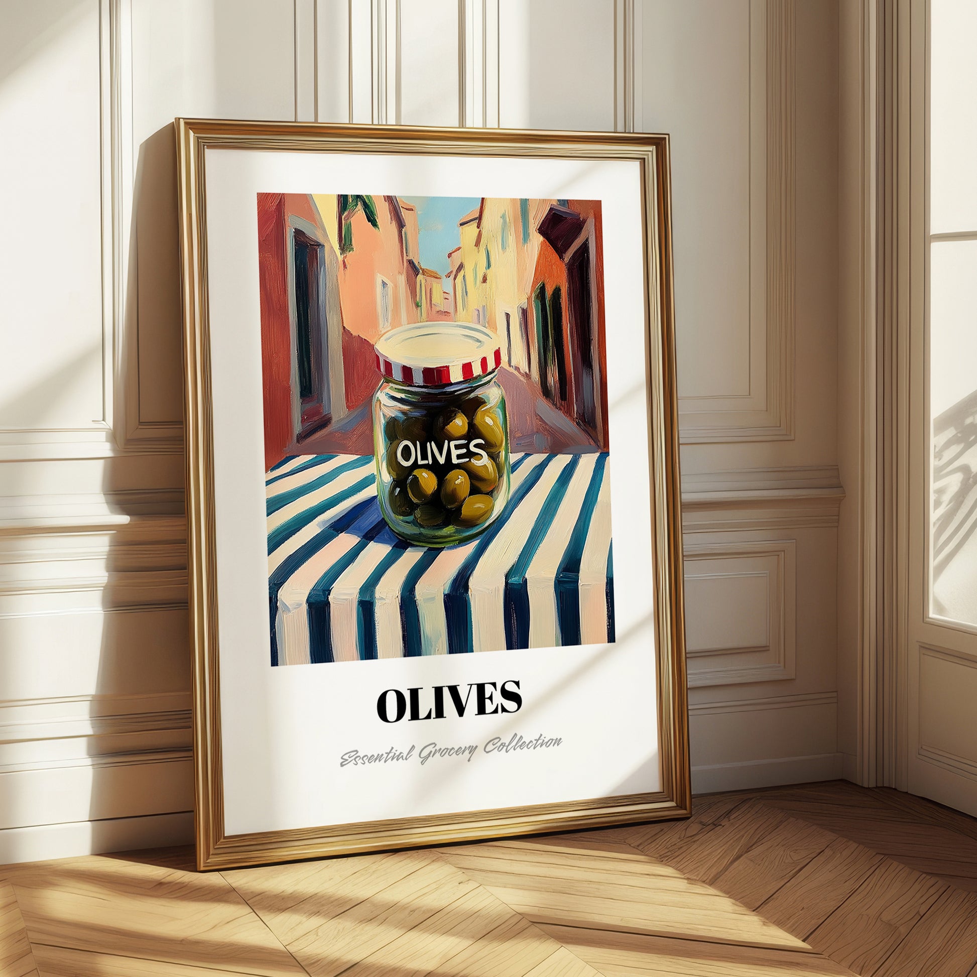 Olives – Italian Outdoor Café Scene, Canned Vegetables Print