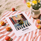 Olives – Italian Outdoor Café Scene, Canned Vegetables Print, unframed on coastal sand