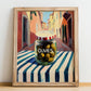 Olives – Italian Outdoor Café Scene, Canned Vegetables Print, no-text version framed in wood