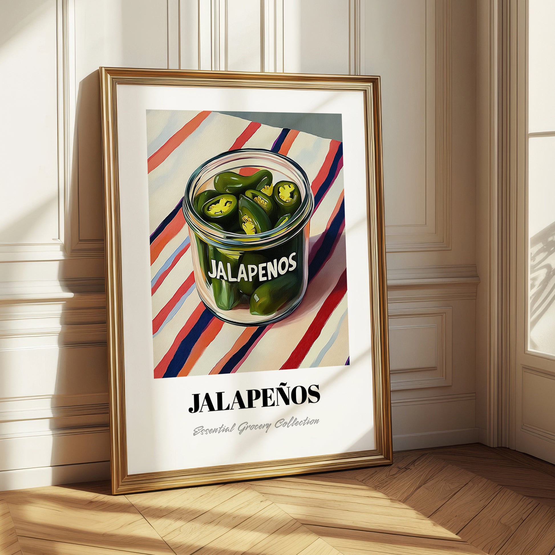 Jalapenos – on Striped Tablecloth, Bbq Painting
