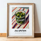 Jalapenos – on Striped Tablecloth, Bbq Painting, in wooden frame leaning on the floor