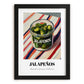 Jalapenos – on Striped Tablecloth, Bbq Painting, in sleek black frame
